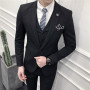 Men's  Suit Three-piece Korean Version Slim-fitting Business Casual Small Blazer Wedding Groom Best Man Dress Two-piece Set