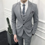 Men's  Suit Three-piece Korean Version Slim-fitting Business Casual Small Blazer Wedding Groom Best Man Dress Two-piece Set