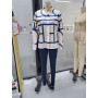 Women Chic Two Piece Set Outfits Striped Print Shirt & High Waist Pants Set Shirt Top Commuter Wear