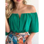 Off Shoulder Ruched Top & Tropical Print Shorts Set With Belt Women Summer Two Piece Set