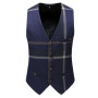 Jacket Vest Pants High Quality Men Suits Fashion Grid Men Slim Fit Business Groom Wedding Plaid Blazers Coat 3 Pieces Sets