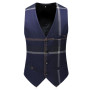 Jacket Vest Pants  High Quality Men Suits Fashion Grid Men Slim Fit Business Groom Wedding Plaid Blazers Coat 3 Pieces Sets