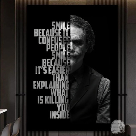 Joker with Motivational Quotes Making A Big Life Change Poster Art Canvas Painting Wall Print Picture for Living Room Home Decor