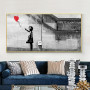 Banksy Impression On Canvas Girl With Red Ball Painting Art Graffiti HD Image Painting Tables Waterproof Wall Modern Room Decor