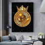 Neon Gold Bitcoin Bull Crypto Canvas Painting Pug Bitcoin Poster and Print Funny Wall Art Picture for Living Room Home Decor