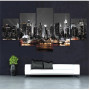 Canvas Painting Wall Art 5 Pieces New York City Construction Scenery Pictures Prints Night View Poster Home Decor Modular Framed