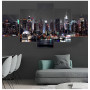 Canvas Painting Wall Art 5 Pieces New York City Construction Scenery Pictures Prints Night View Poster Home Decor Modular Framed