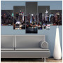 Canvas Painting Wall Art 5 Pieces New York City Construction Scenery Pictures Prints Night View Poster Home Decor Modular Framed