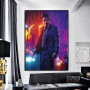 John Wick Movie Poster Keanu Reeves Portrait Gun Shoot In The Neon Rain Prints Canvas Painting Wall Art Pictures Home Decor