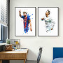 Watercolor Soccer Star Wall Art Poster World Famous Idol Home Decor Canvas Painting Mural Collection Pictures Print Artwork Gift