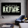 Money and Love Art Canvas Painting Inspirational Posters and Prints 100 Dollars Wall Art Picture for Living Room Home Decoration