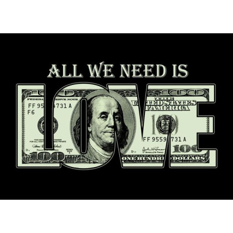 Money and Love Art Canvas Painting Inspirational Posters and Prints 100 Dollars Wall Art Picture for Living Room Home Decoration