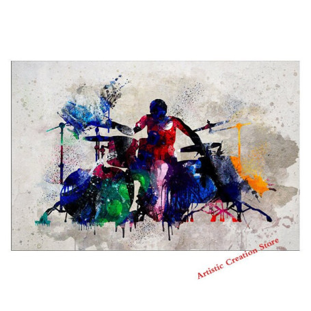 Abstract Drummer Saxophone Player Singer Poster Canvas Painting Drum Print Silhouette Artwork Music Picture Living Room Decor