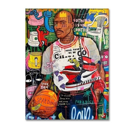 Street Graffiti Art Canvas Painting Famous Basketball Star Pop Art Wall Poster and Print Wall Picture for Living Room Home Decor