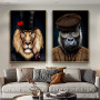 Animal Painting Canvas Print Funny Glasses Gorilla Peaky Lion Posters Wall Art Pictute for Living Room Home Wall Decor Frameless