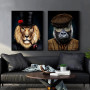 Animal Painting Canvas Print Funny Glasses Gorilla Peaky Lion Posters Wall Art Pictute for Living Room Home Wall Decor Frameless