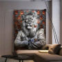 The Rich Businessman Mr. Lion King Smoking Dollar Cigarette Canvas Painting Luxury Animal Wall Art Poster Picture for Home Decor