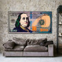 Design Money Wall Art Burning US Dollar Canvas Painting Creative 100 Dollars Poster And Picture Living Room Wall Decor Painting