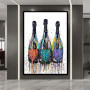 Colorful Pop Art Canvas Painting Champagne Bottle Poster and Print Modern Abstract Wall Art Picture for Living Room Home Decor