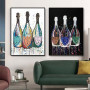 Colorful Pop Art Canvas Painting Champagne Bottle Poster and Print Modern Abstract Wall Art Picture for Living Room Home Decor