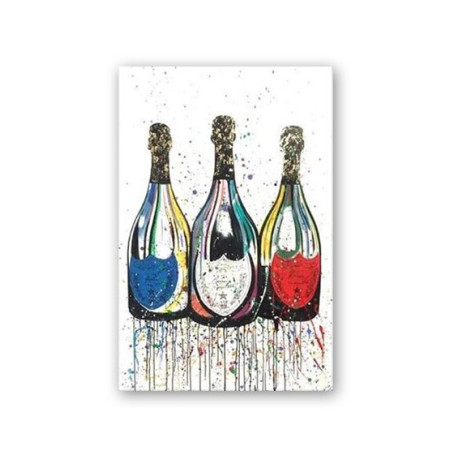Colorful Pop Art Canvas Painting Champagne Bottle Poster and Print Modern Abstract Wall Art Picture for Living Room Home Decor