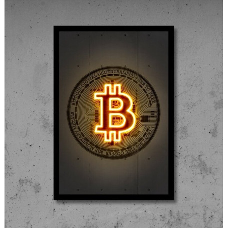 Modern Abstract Neon Style Bitcoin and Ethereum Art Poster Canvas Painting Wall Print Picture for Living Room Home Decor Cuadros