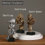 Nordic Creative Silence Is Gold Statue Resin Thinker Sculpture Figurine Vintage Home Office Decoration Modern Art Resin Decor
