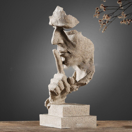 Nordic Simple Abstract Sculpture Figurine Ornaments Silence Is Gold Statue Modern Art Sculpture