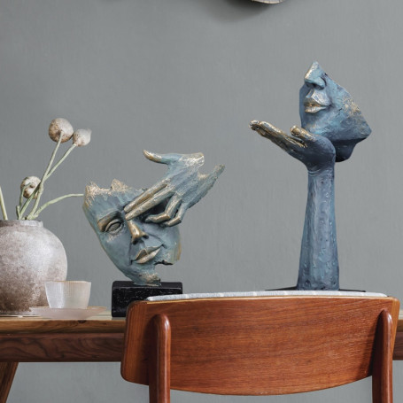 Abstract Character Art Collectible Sculpture Resin Thinker Figurine Face Statue Bookshelf Room Home Decoration Accessories