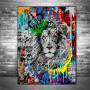 Street graffiti lion pattern art poster wall art canvas décor mural