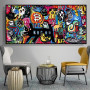 Street Pop Graffiti Art Bitcoin Posters and Prints Canvas Painting Abstract Cartoon Bitcoin Wall Art