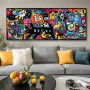 Street Pop Graffiti Art Bitcoin Posters and Prints Canvas Painting Abstract Cartoon Bitcoin Wall Art