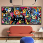 Street Pop Graffiti Art Bitcoin Posters and Prints Canvas Painting Abstract Cartoon Bitcoin Wall Art