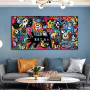 Street Pop Graffiti Art Bitcoin Posters and Prints Canvas Painting Abstract Cartoon Bitcoin Wall Art