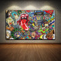 Street Graffiti Art Canvas Painting Tongue Music Posters And Prints Wall Decorations Pop Picture For Home Living Room Decor