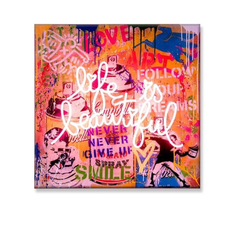 Banksy Abstract Canvas Painting Graffiti Art Poster and Print Life Is Beautiful Pop Wall Art Picture Home Decor Cuadros Unfeamed