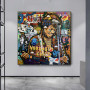 Graffiti Art Canvas Painting God of Guitar Jimi Hendrix Poster Print Abstract Pop Art Figure Wall Art Picture Home Decor Cuadros