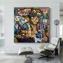 Graffiti Art Canvas Painting God of Guitar Jimi Hendrix Poster Print Abstract Pop Art Figure Wall Art Picture Home Decor Cuadros