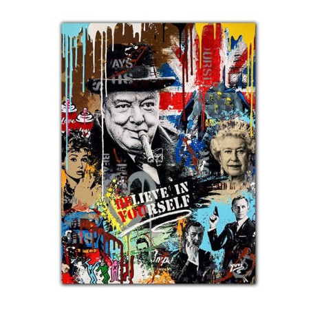 Famous Movie Star Graffiti Poster England Queen Elizabeth Canvas Painting Street Pop Art Wall Picture for Home Living Room Decor