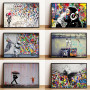 Banksy Artworks Life Is Short chill The Out Graffiti Posters Funny Street Pop Art Canvas Painting Hanging Pictures