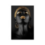 African Art Silver and Gold Woman Portrait Painting Print on Canvas Poster Scandinavian Wall Art Picture for Living Room Cuadros