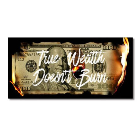 100 Dollars Creativity Canvas Painting Real Wealth Motivitional Qoutes Posters Burning Money Wall Art Picture Living Room Decor