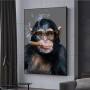 Abstract Smoking Monkey and Gorilla Canvas Painting Posters and Prints Street Art Animal Wall Art Pictures for Living Room