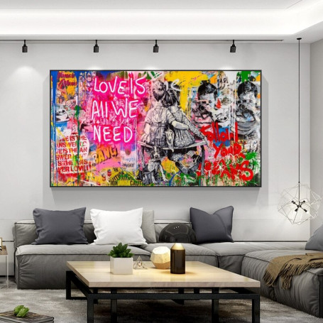 Graffiti Street Art Banksy Art Love Is All We Need Canvas Paintings Poster Print Wall Art
