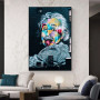 Retro Vibes Albert Einstein Mural Poster Canvas Painting Art Poster and Print Wall Art Picture