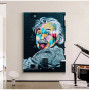 Retro Vibes Albert Einstein Mural Poster Canvas Painting Art Poster and Print Wall Art Picture