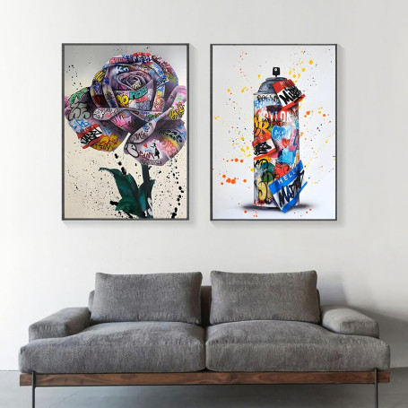 Street Graffiti Abstract Art Canvas Poster Modern Home Hand And Rose Wall Painting Print Pictures