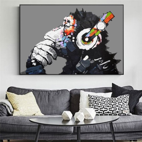 Abstract DJ Monkey Graffiti Art Canvas Painting Posters Print Wall Art