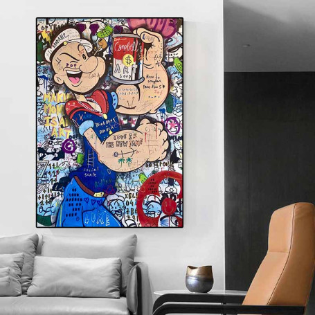 Graffiti Pop Art Popeye Posters and Prints Wall Canvas Animated Cartoon Portrait Painting