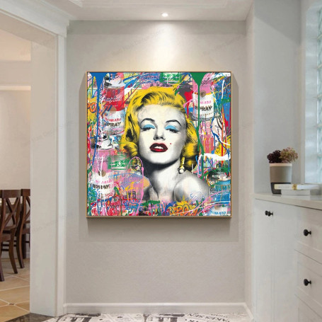 Modern Street Graffiti Art Marilyn Monroe Canvas Poster and Prints Abstract Painting Wall